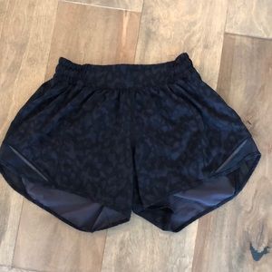 NWOT Lululemon Running Shorts (Black Cheetah)